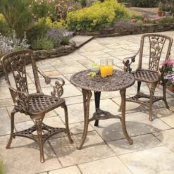 Arm Chair Patio Set For Two - Bronze