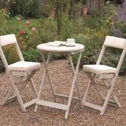 Raffles Bistro Set With Cushions - White